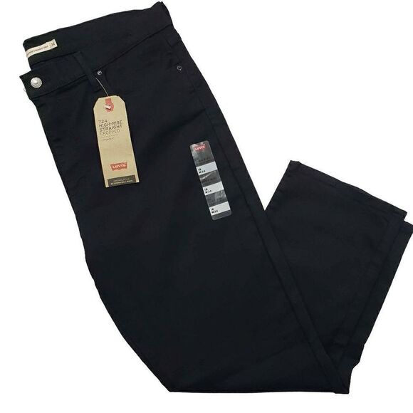 Levis 724 High Rise Straight Cropped Black Jeans - Picture 3 of 11